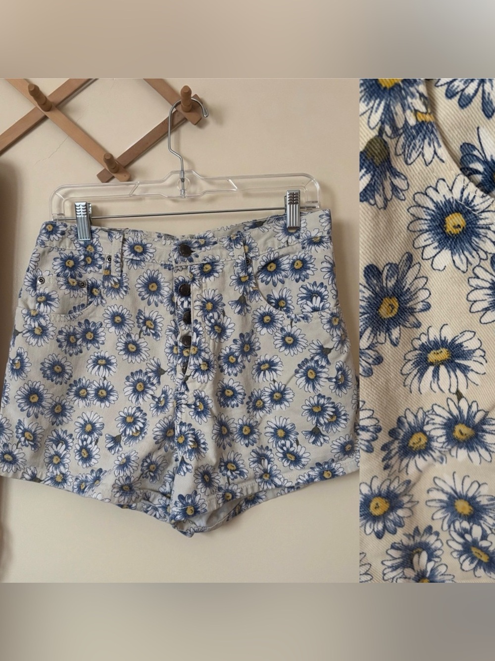 Canyon River Blues • Vintage Daisy Print Shorts